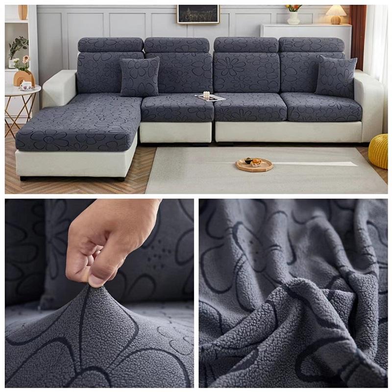 Jacquard Sofa Cover For Living Room Cationic Carving Sofa Covers Elastic Corner Sofa Seat Cushion Cover Furniture Protector