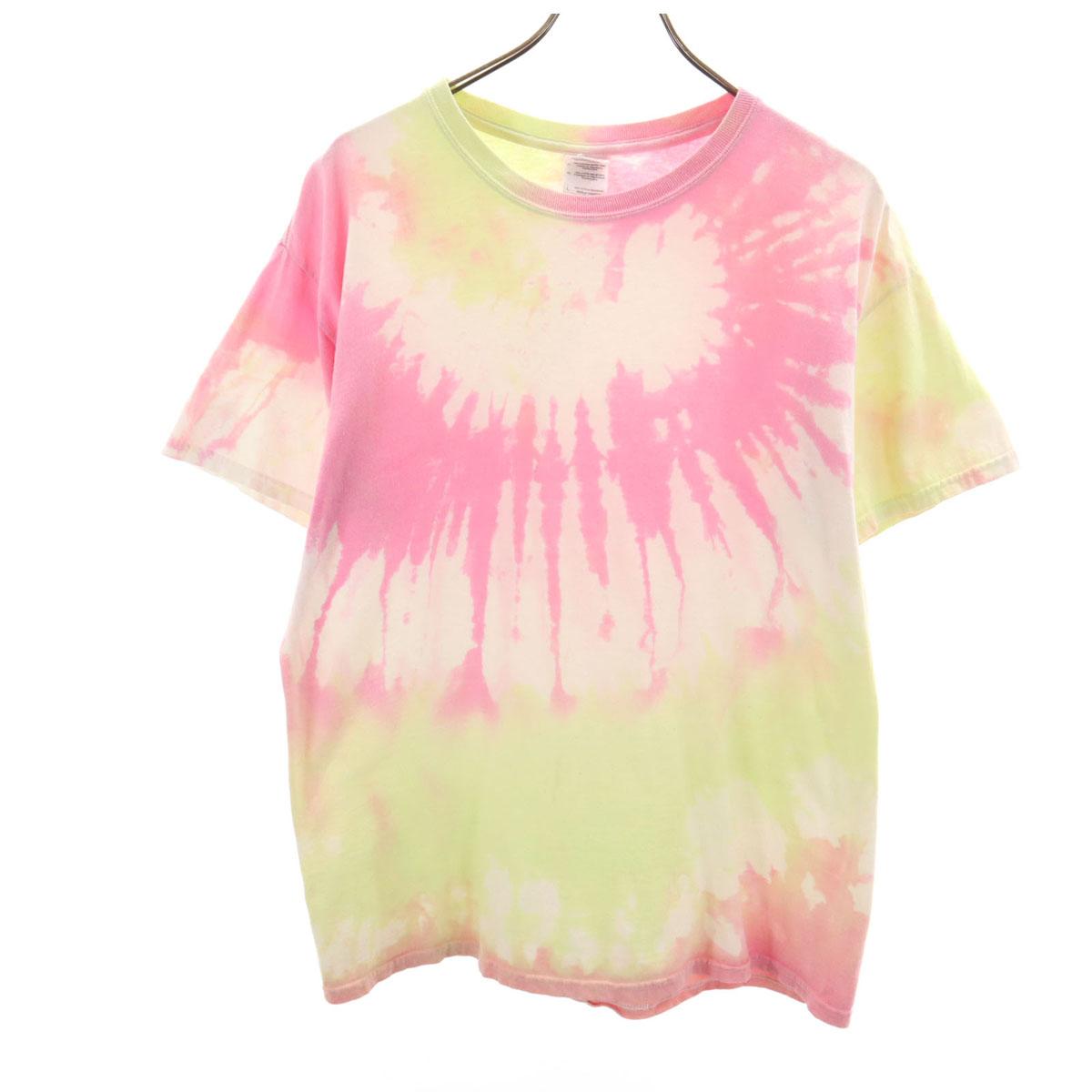

GILDAN Tie-dye Short sleeve T-shirt L pink Men s Used