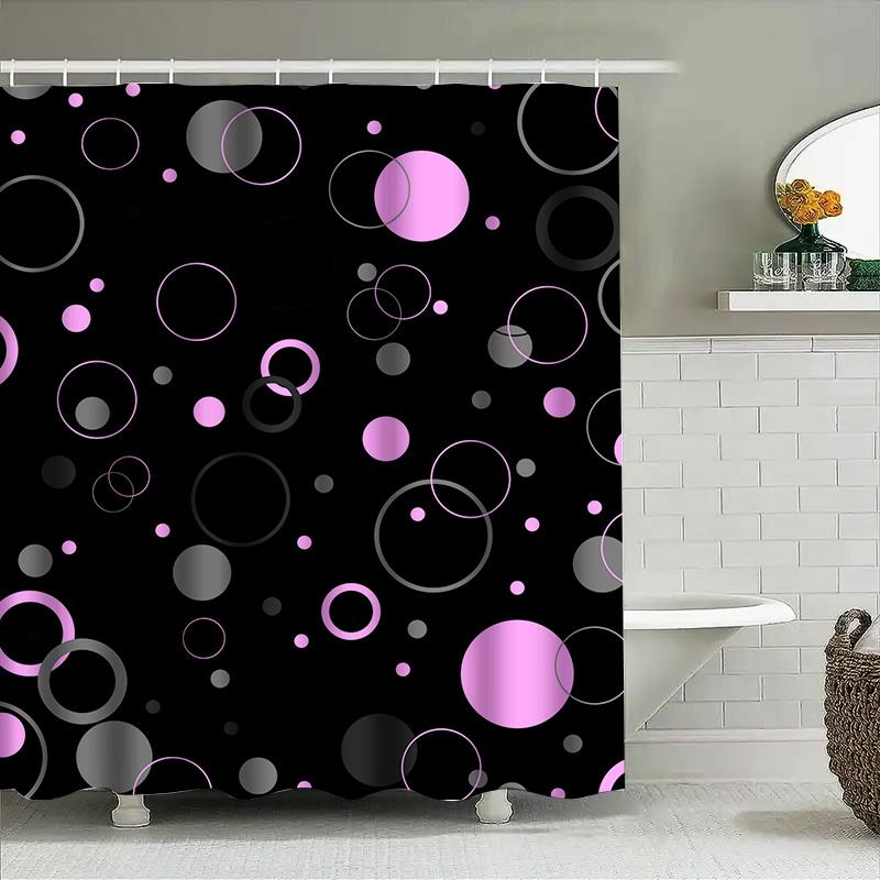 Red White Interlocking Circles Shower Curtain Home Decoration Waterproof Fabric For Bathroom Decor Large Size (72X84)