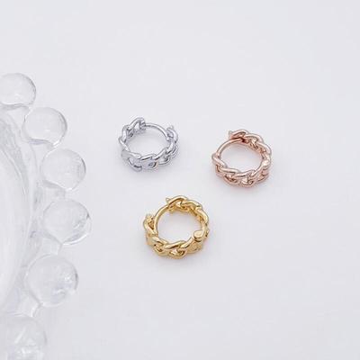 Simple Chain One-Touch Ring Nickel-Free Earrings (1 Pair)