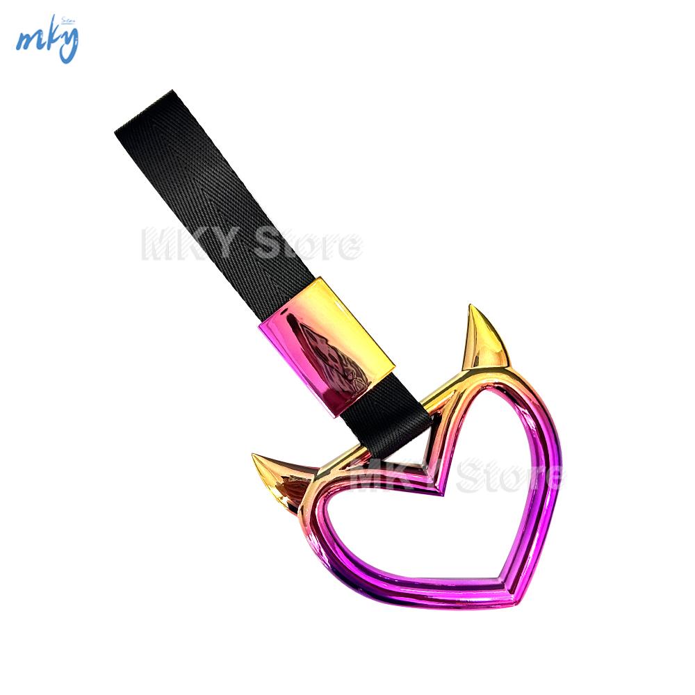 Kolorowy pierścień Tsurikawa serce JDM wyścigi pociąg autobus uchwyt pasek na rękę stylizacja pasek z zawieszką Drift akcesoria samochodowe pasek samochodowy