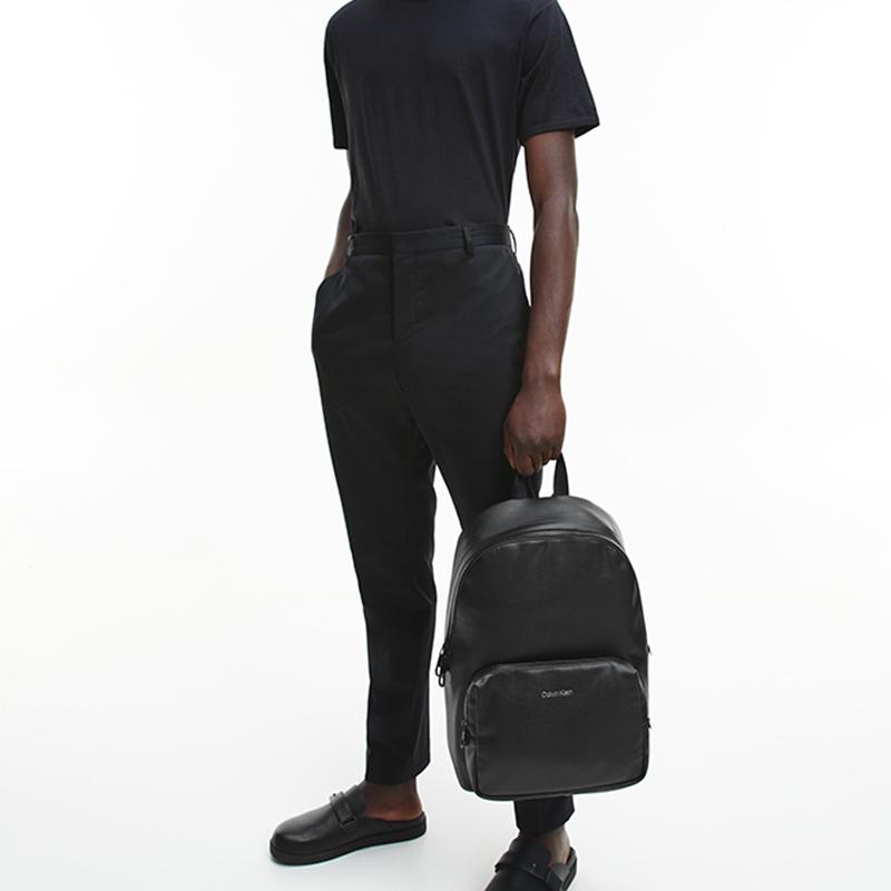 Calvin Klein /Solid color polyester fiber school bag backpack black