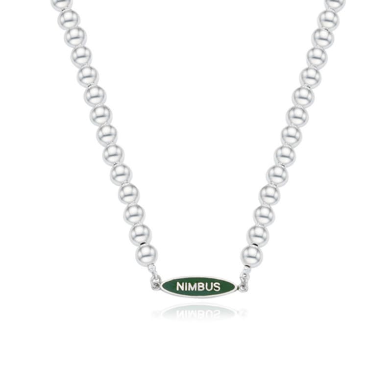 NIMBUS GREEN TAG SILVER BALL NECKLACE
