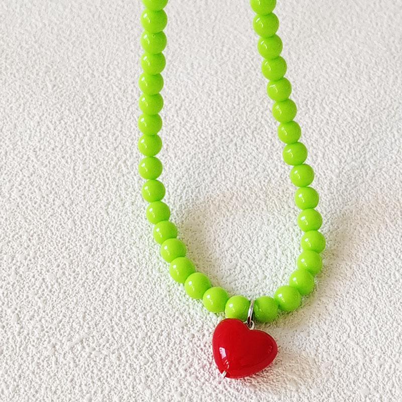 2024 Red Heart Beaded Choker Necklace - Women's Niche Design for New Year's Eve