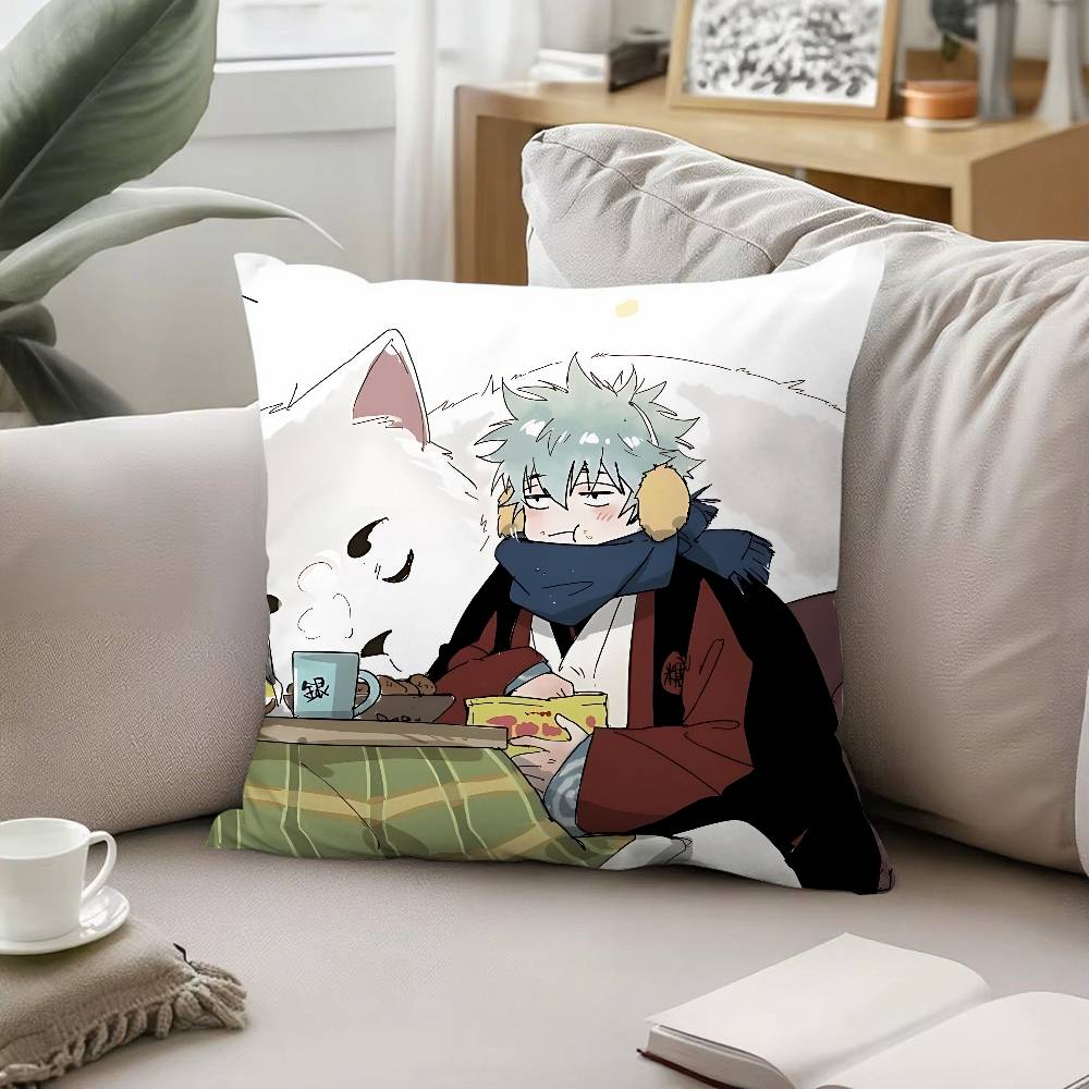 Anime GGintama Pillow Case Pattern Printed Pillowcase For Living Room Sofa Cushion Cover Bedroom Decor