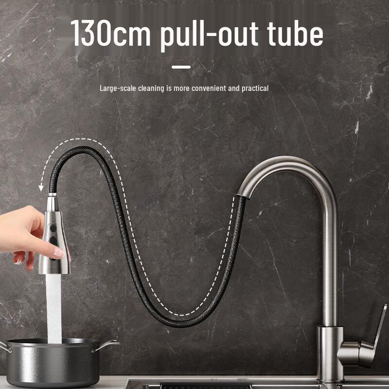 Yuzhuxun Wall-Mounted Pull-Out Stainless Steel Faucet