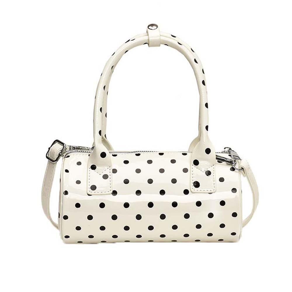 Korean Style Polka Dot Cylindrical Bag Polyester PU Shoulder Bag Spicy Girl Handbag  Party