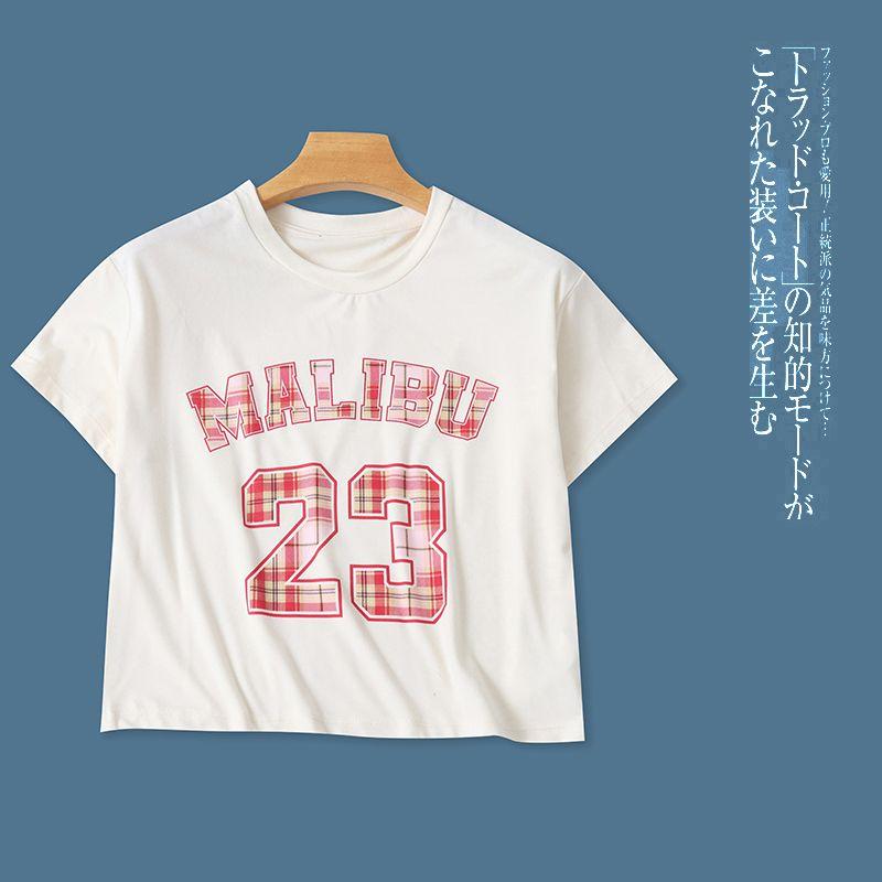 

Футболка с коротким рукавом Летнее поступление Новинка Зарубежная торговля Женская одежда Минималистичная Молодежная с круглым вырезом Пуловер Короткая Эластичная Приталенная футболка 30657 Red Letter C- 1-2-2 M