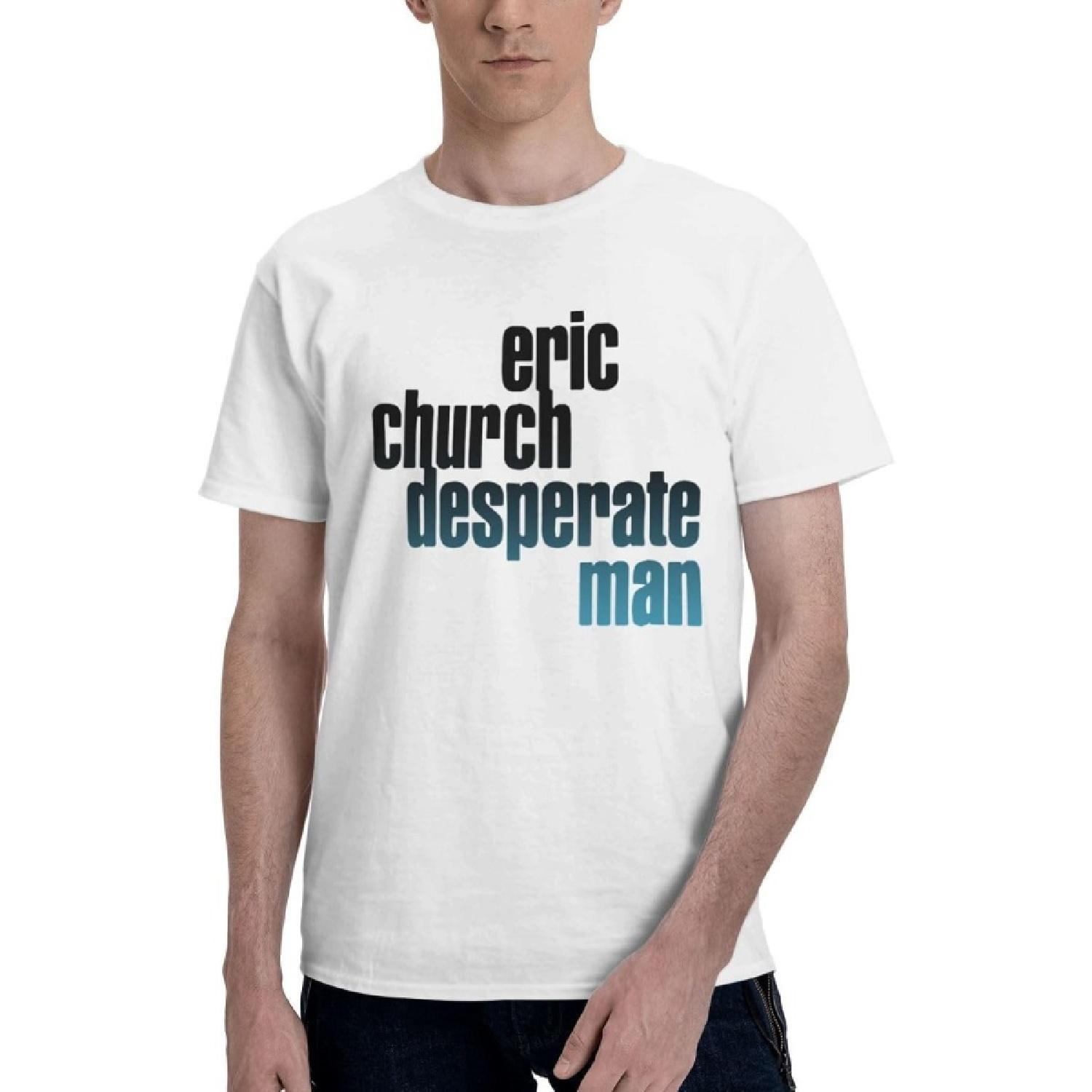 CeoJJo Men s T-Shirt Eric Church Desperate Crew Neck T Shirt Cotton Tee Graphic Tee Undershirts S