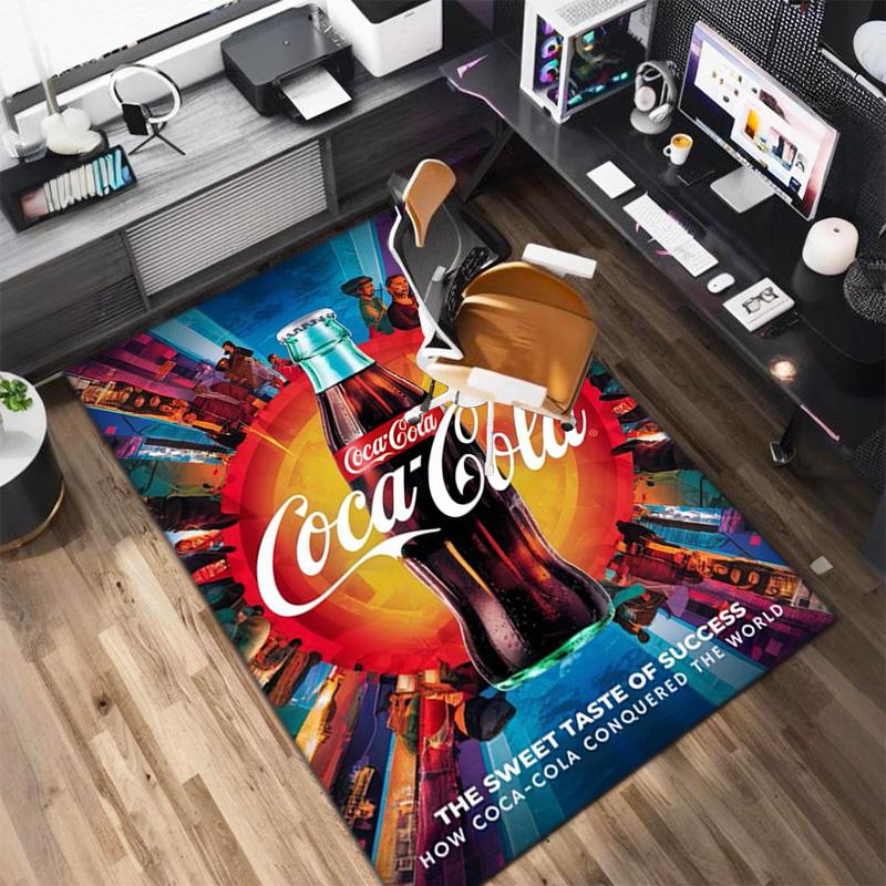 Christmas Gift Halloween Themed Cola Beverage Coca Cola Carpet Is Suitable for Living Room and Bedroom Doormats Office Balcony Decorative Carpet V26