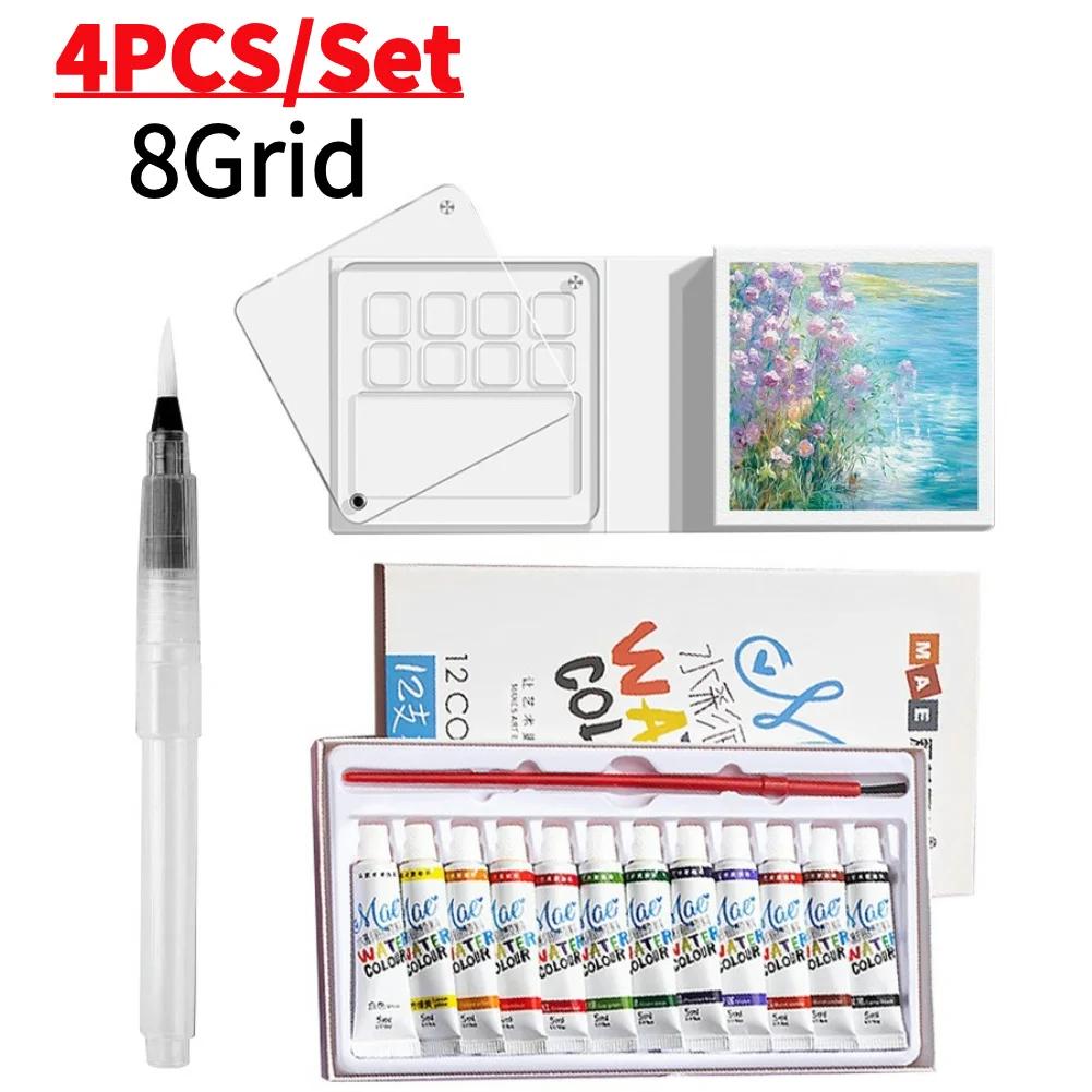 Mini Portable Watercolor Palette Set Watercolor Sketch Book with Binder Clips Portable Watercolor Travel Set for Travel Drawing