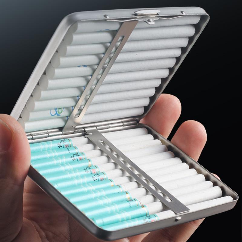 Stainless Steel Portable Cigarette Case, 20-Capacity for 6.5mm Medium Cigarettes