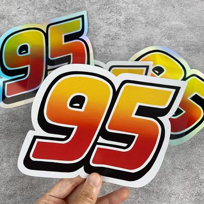 1 Stück Gelb und Laser Nummer 95 Autoaufkleber Wasserdicht für Auto Heckscheibe Fenster Tür Karosserie Kofferraum Vinyl Aufkleber Dekoration