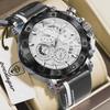 POEDAGAR Fashion Men's Quartz Chronograph Watch Luminous Waterproof with Leather Strap Ideal Gift for Men Business Casual