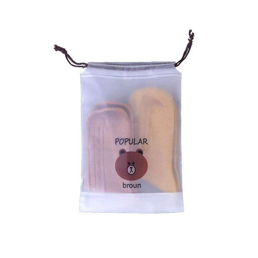 50pcs Portable Transparent Drawstring Storage Bag Travel Cosmetic Bundle Pocket Bag Water Proof Plastic Shoes Bag