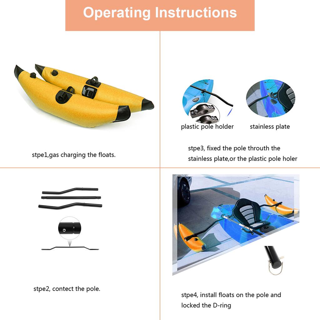 Inflatable Kayak Stabilizer PVC Canoe Outrigger Kit Floating Balancing Boat AccessoryYellow