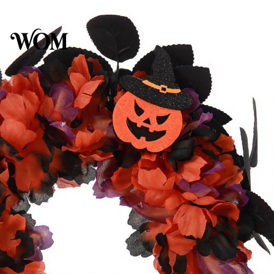Pumpkin Witch Headband Halloween Floral Headband, Handmade 3D Shape Widened Fit Photogenic For Women Hair Hoop, Non-Slip with Decoration