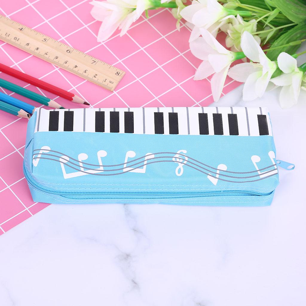 Music Notes Piano Keyboard Pencil for Case Large Capacity Pen Bags Stationery Office School Supplies