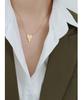 Korean Zircon Peach Heart Pendant Necklace in 18K Gold-Plated Titanium Steel