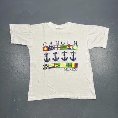 Vintage Cancun Mexico Graphic Tshirt White XL Unisex Casual Beach VTG Vacation