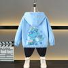 Spring and Autumn 1 2 3 4 5 6 Years Boys Coats Patchwork Cartoon Dinosaur Pattern Hooded Windbreaker Leisure Overcoat for Kids Birthday Present