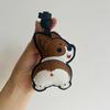 Handmade Genuine Leather Car Keychain and Pendant, Creative and Personalized, Shaped Like a Small Corgi