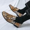Hight Quality British Street Yuppie Style Loafers For Men's Classic Leopard Print Slip-On Pointed Leather Shoes Banquet Party