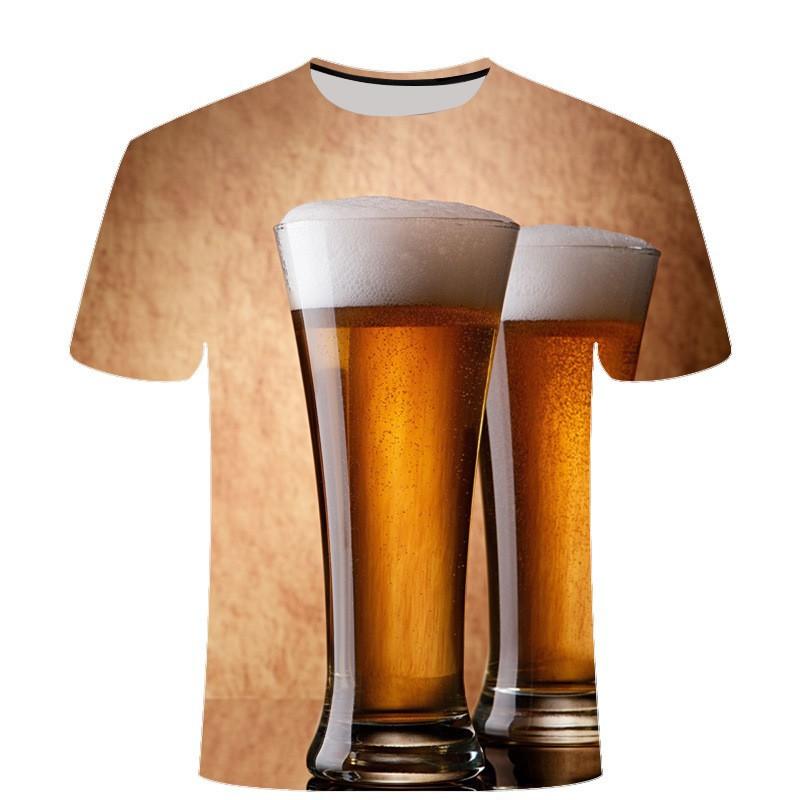 Pivo Digitálně Potištěné Tričko Pánské Dámské Trendy Tričko s Krátkým Rukávem