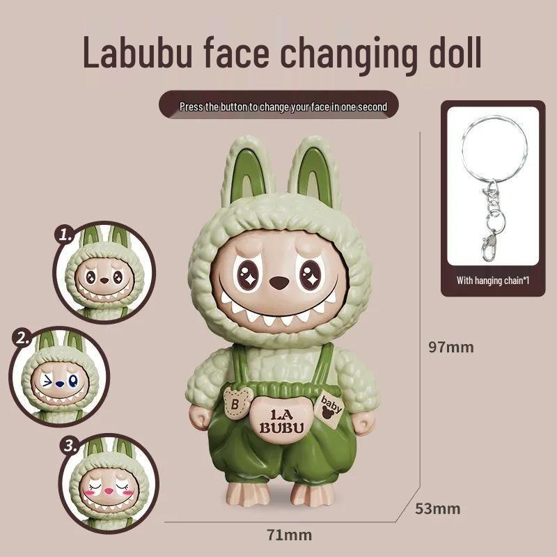 La Bu Face-Changing Doll Keychain: Trendy Cartoon Gift & Creative Decompression Toy Pendant