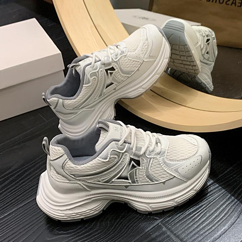 

Mesh sneakers women s 2025 spring and autumn new versatile breathable dad shoes thick-soled heightening casual running shoes 40