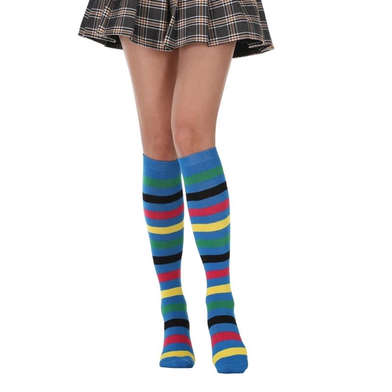High Striped Socks Sweet Cute Striped Tube Sock Women Colorful Knee High Socks Long Tube Sports Socks for Women Girls