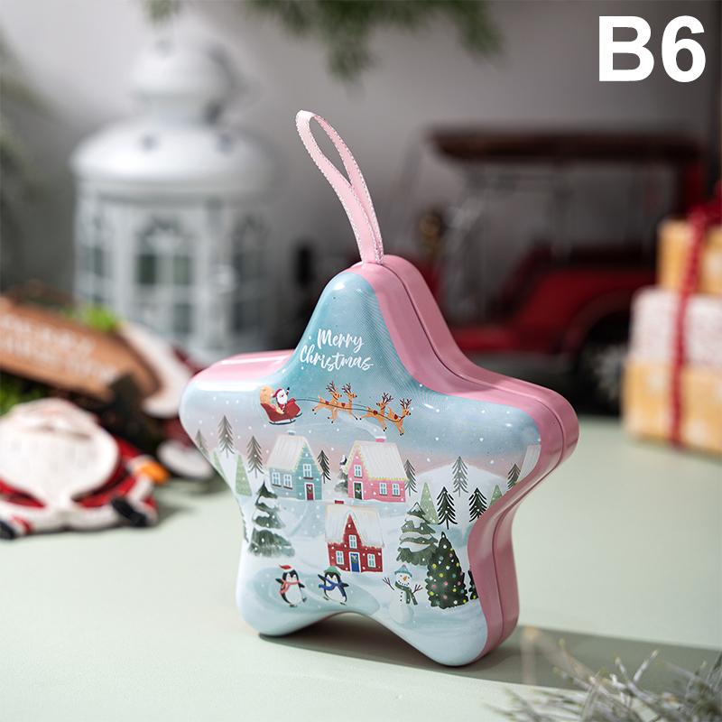 Christmas Decor Tinplate Box Storage Box With Lanyard Candy Biscuit Box Jewelry Storage Party Favors Christmas Tree Decoration