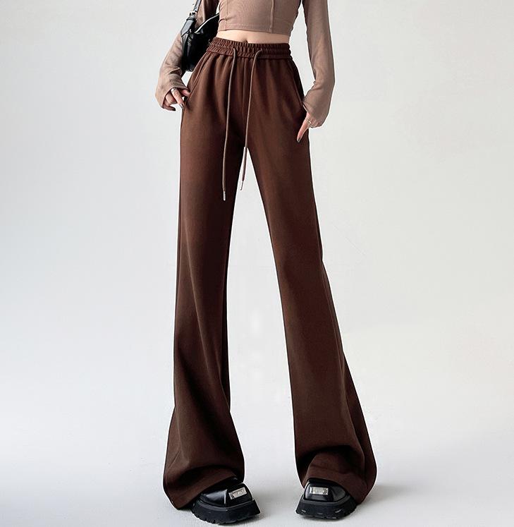 Damen Schwarze High Waist Schlankmachende Micro Flare Hose - 2025 Frühling/Sommer Freizeitsporthose