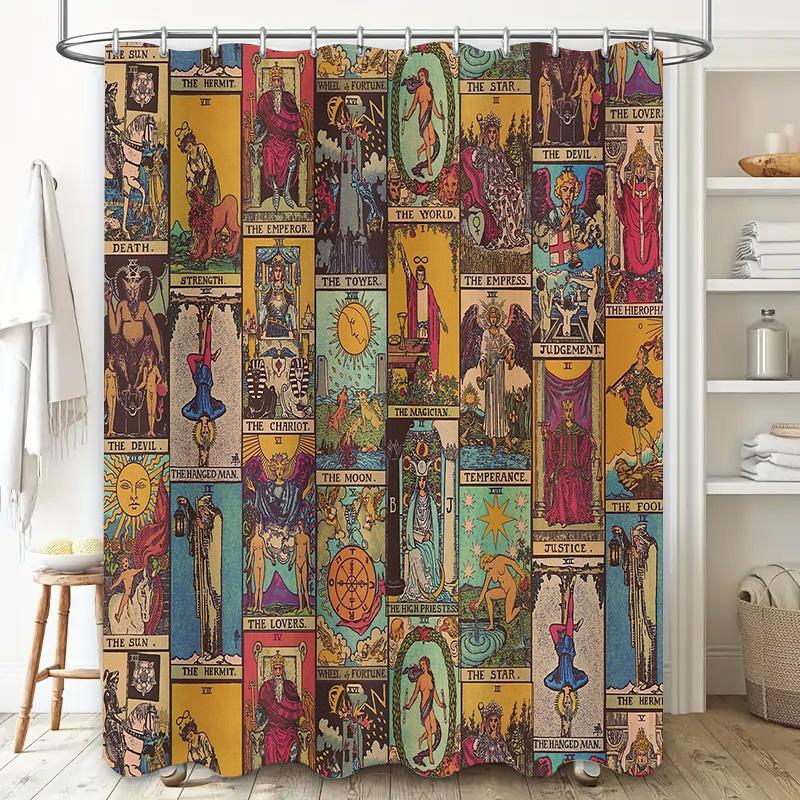 Gothic Tarot Shower Curtain Witchy Decor Home Decor Pagan Mystical Dark Academia Tapestry Wall Hanging Room Divider