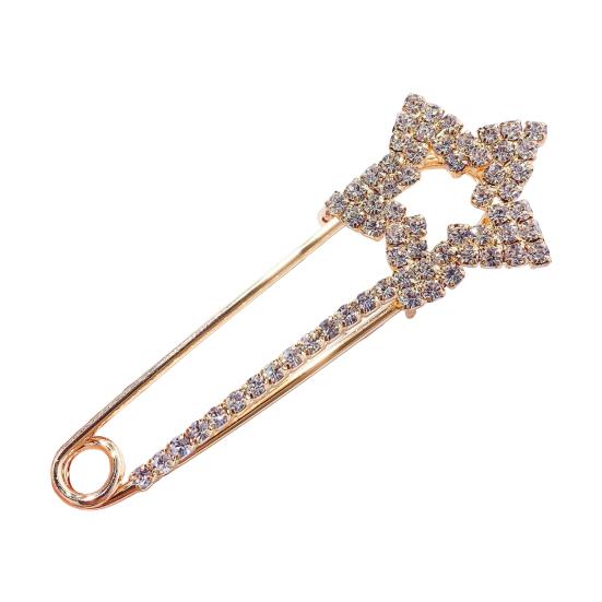 Safety Pin Brooch for Women Rhinestone Decorative Shawl Sweater Clip Alloy Safety Pins for Dress Shirt Cardigan