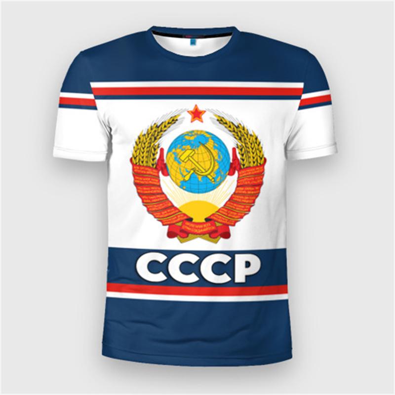 Fashion Russia Flag Badge T-shirt For Men's Clothing Short Sleeve T Shirts 3d Print Cool Pattern Street Trend Man Tee Top