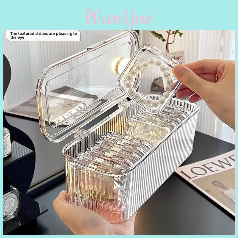 Acrylic Jewelry Storage Box With Transparent Flip Cover For Travel And Gift Use