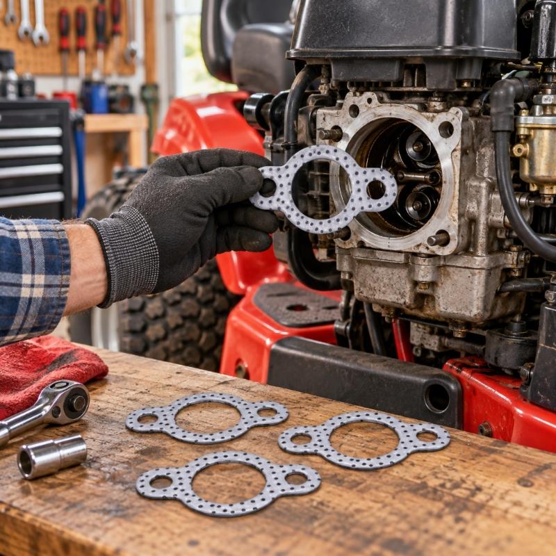 Carbon-Composite Cylinder Head Gasket Kit, Formed Center and Side Openings, Part 24 041 49-S for Engine Sealing Component Replacement