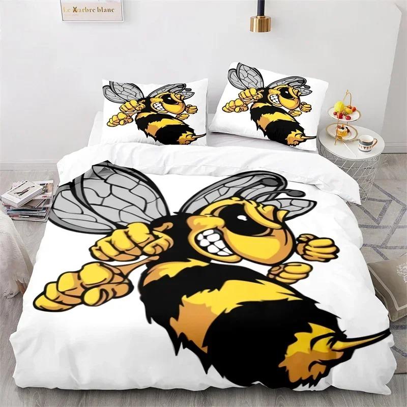 Comforter Cartoon Bee Insect Honeybee Bedding Set Microfiber Wild Animal Comforter King For Teens Boys Kawaii Home Decor