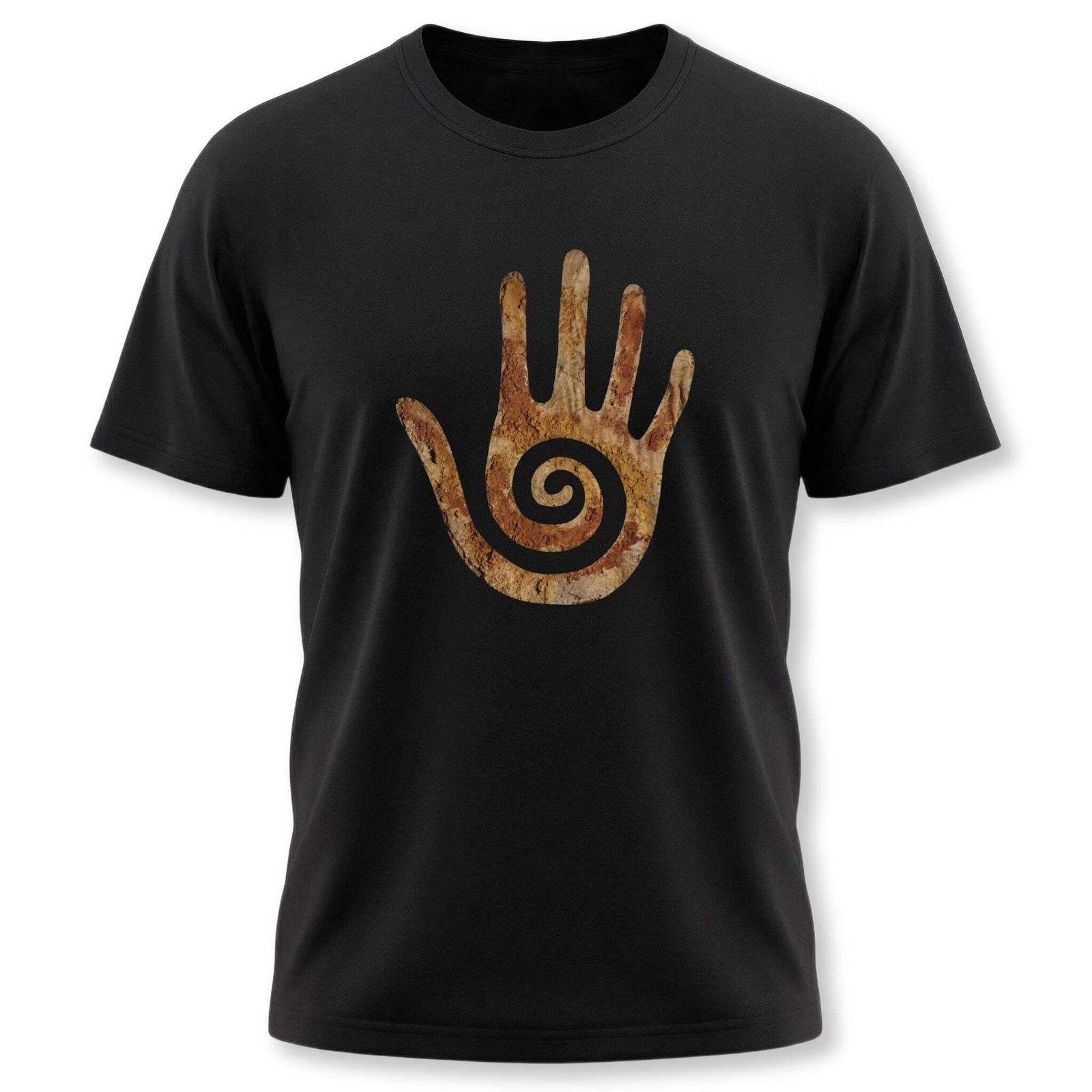Hopi Healing Hand T-Shirt | Native American Stone Spiral Symbol Tee Shirt XS