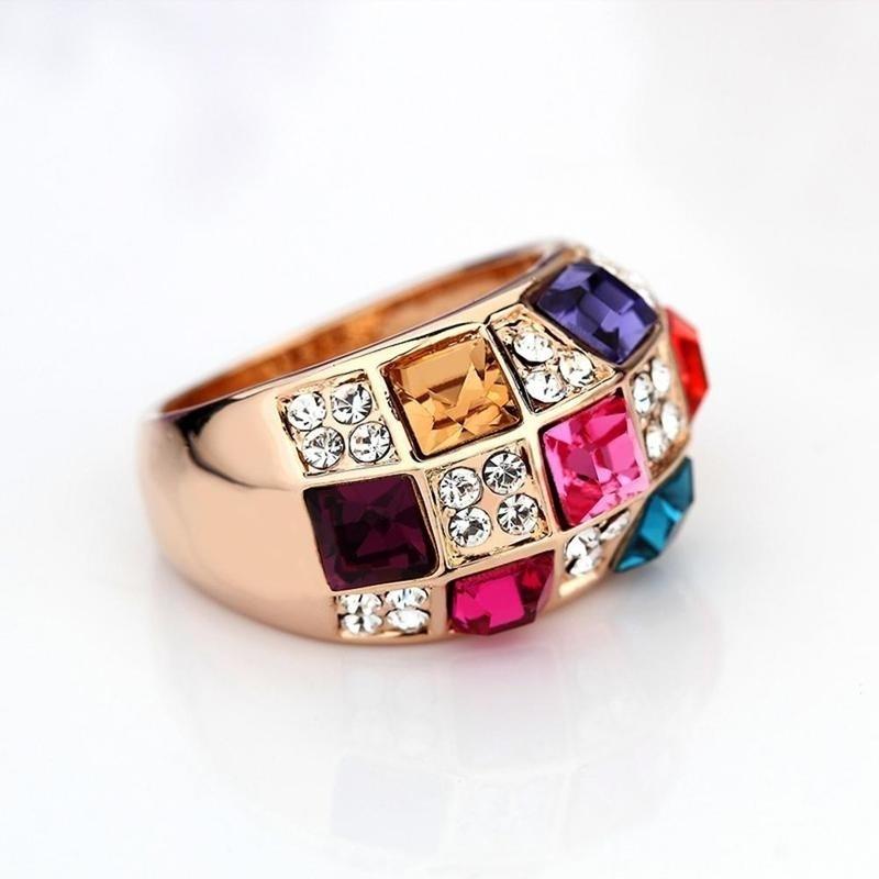 Neu Bunte Stil Diamant Edle Weibliche Klassische Ring Neue