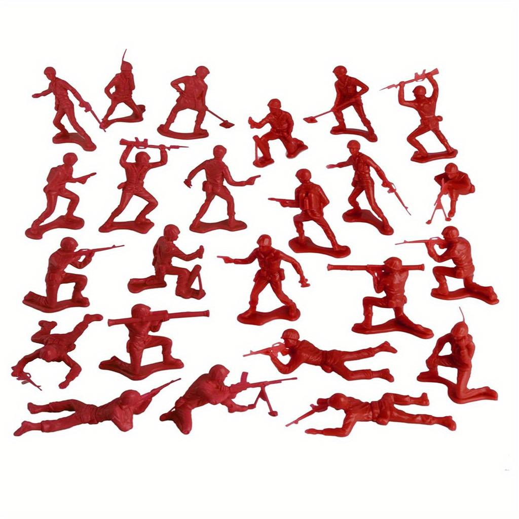 30pcs Plastic Army Men Action Figures Multiple Different Poses Soldier Model Set 1.96 Inches Red Green Yellow Blue Army ZSY