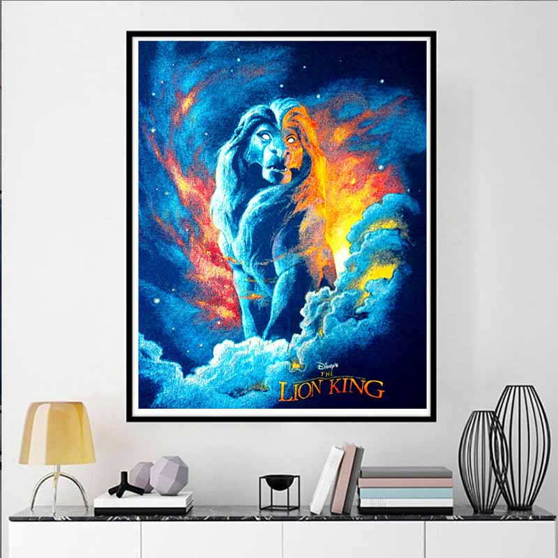 Disney 5D DIY Diamond Painting Lion King Mufasa Soul Illustration Embroidered Mosaic Cross Stitch Home Decor Gift Crafts
