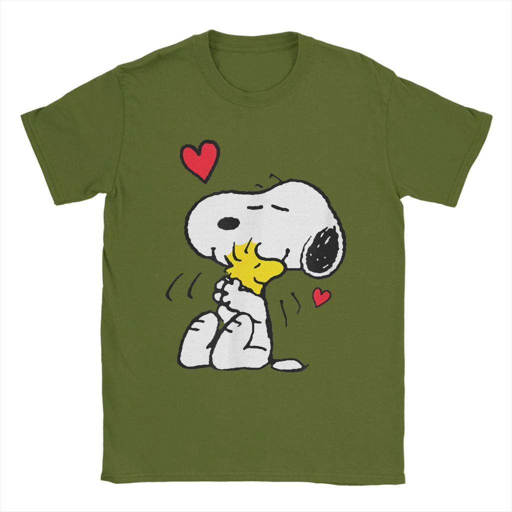 Snoopys Lots Of Love T Shirts Unisexs Cotton Fashion Tshirts Crew Neck Tees Short Sleeve Tops Big Size