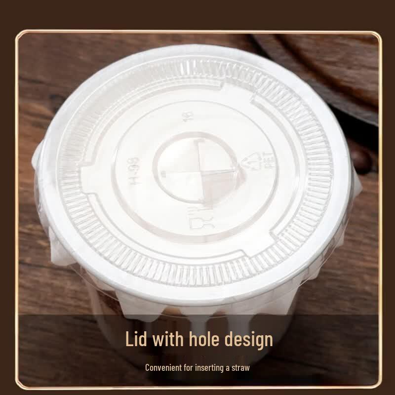 DISHJOY Disposable Transparent Coffee & Milk Tea Cups with Lids