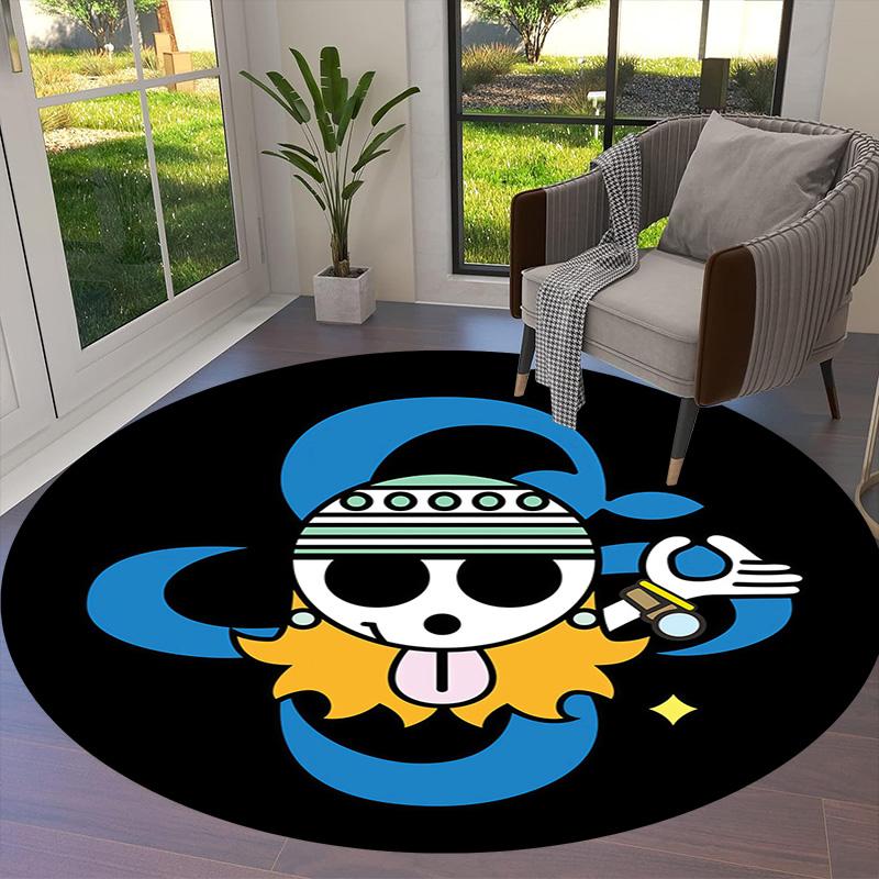 One Piece Logo Round Area Rug Carpet Rug For Living Room Bedroom Sofa Playroom Decor Nonslip Floor Mat