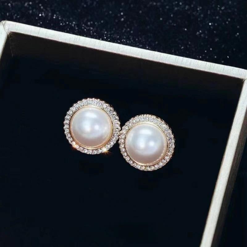 Women Elegant Pearl Double Layers Necklace Earrings Exquisite Vintage Classic Chains for Lady Party Wedding Retro Jewelry Choker