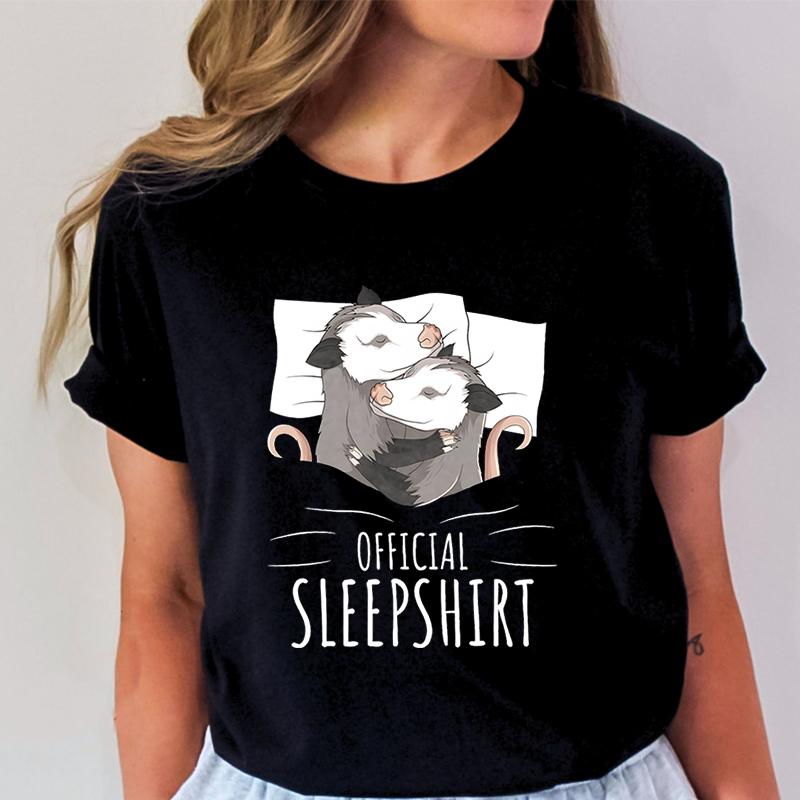 Opossum Official Sleepshirt Graphic T Shirts Women Cute Possum Lover Gift Fashion Casual Tshirt Sleeping Possum Classic Tops