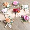 Eleganckie Sztuczne Boutonniere Kwiaty Jedwabne Kwiaty Kwiat na Piersi Pana Broszka z Róży Studniówka