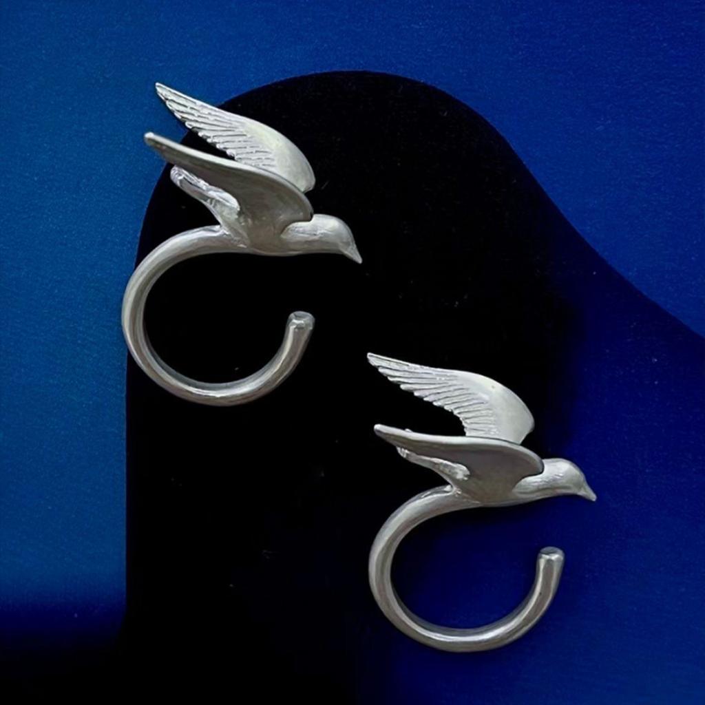Wilderness Bird Ring Female French Retro Minimalist Style Niche Opening Adjustable Handmade Ring Literary Style Jewelry